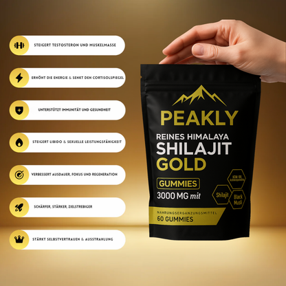 PEAKLY™ Reines Himalaya Shilajit Gummies 6-Fach-Formel für männliche Vitalität